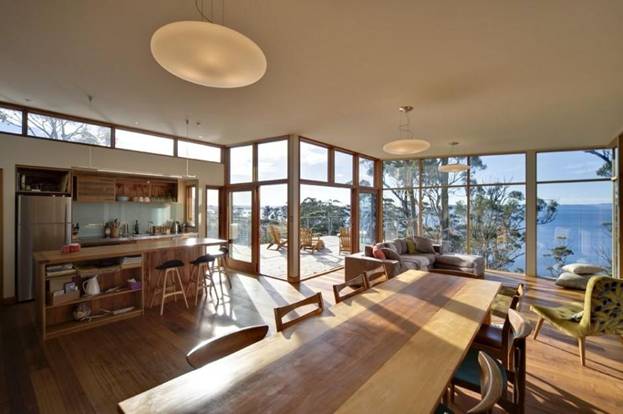 интерьер дома на острове Тасмания по проекту Dock4 Architecture