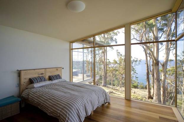 спальня дома на острове Тасмания по проекту Dock4 Architecture